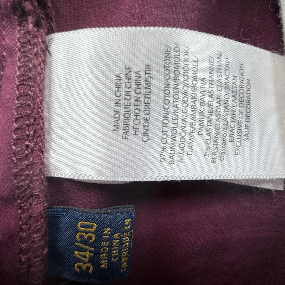 Polo Ralph Lauren Pants Mens 34x30 Burgundy Excellent Straight Leg Cotton